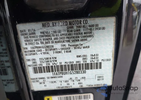 2016 Ford Mustang Ecoboost Premium z USA, uszkodzony, nr VIN 1FATP8UH1G5280330